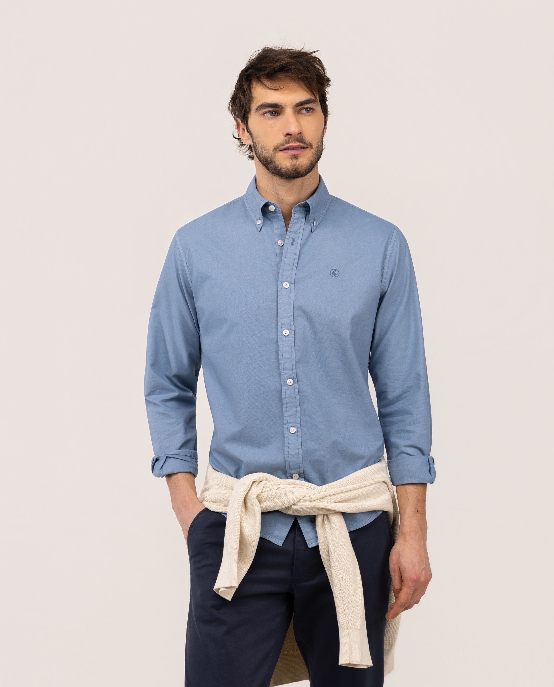 El Ganso® Blue Cotton Shirt Garment Dyed Button Down