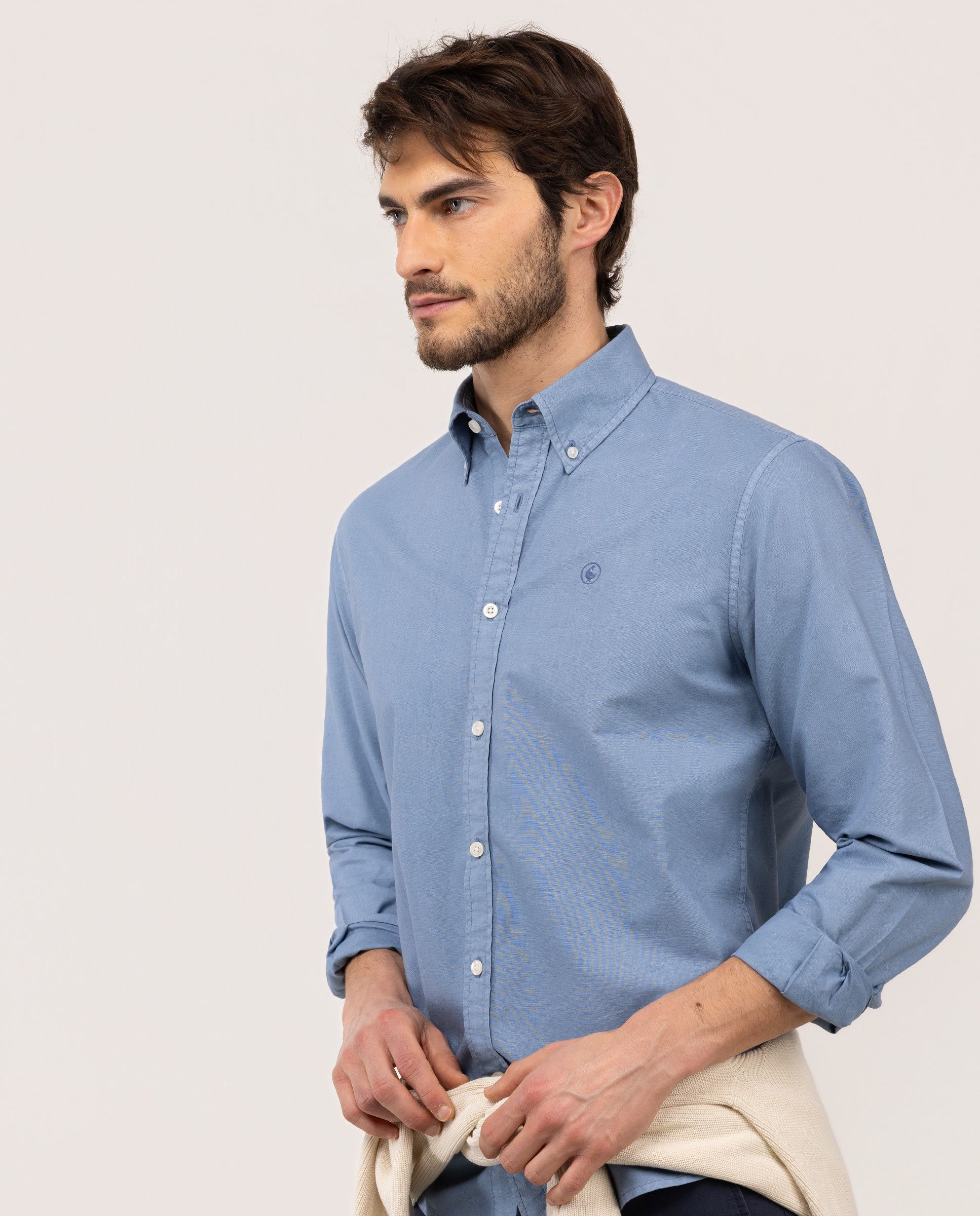 El Ganso® Blue Cotton Shirt Garment Dyed Button Down