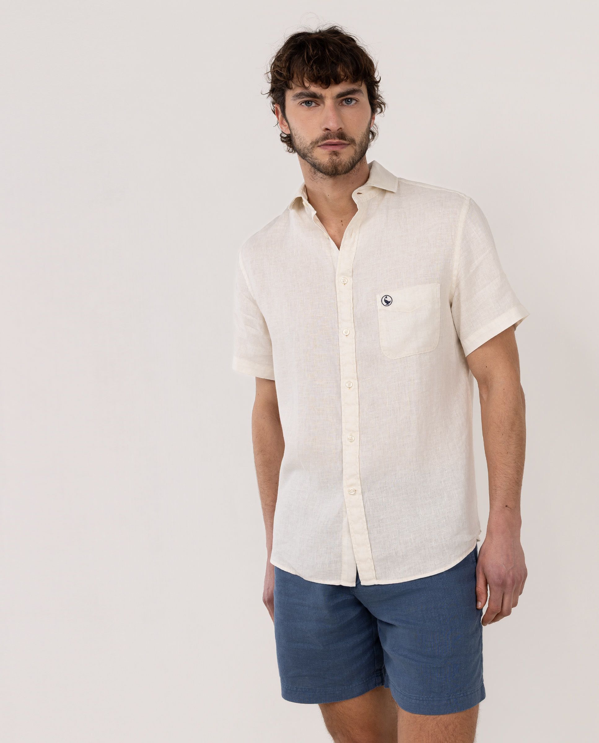 El Ganso® Camisa Lino Manga Corta Beige