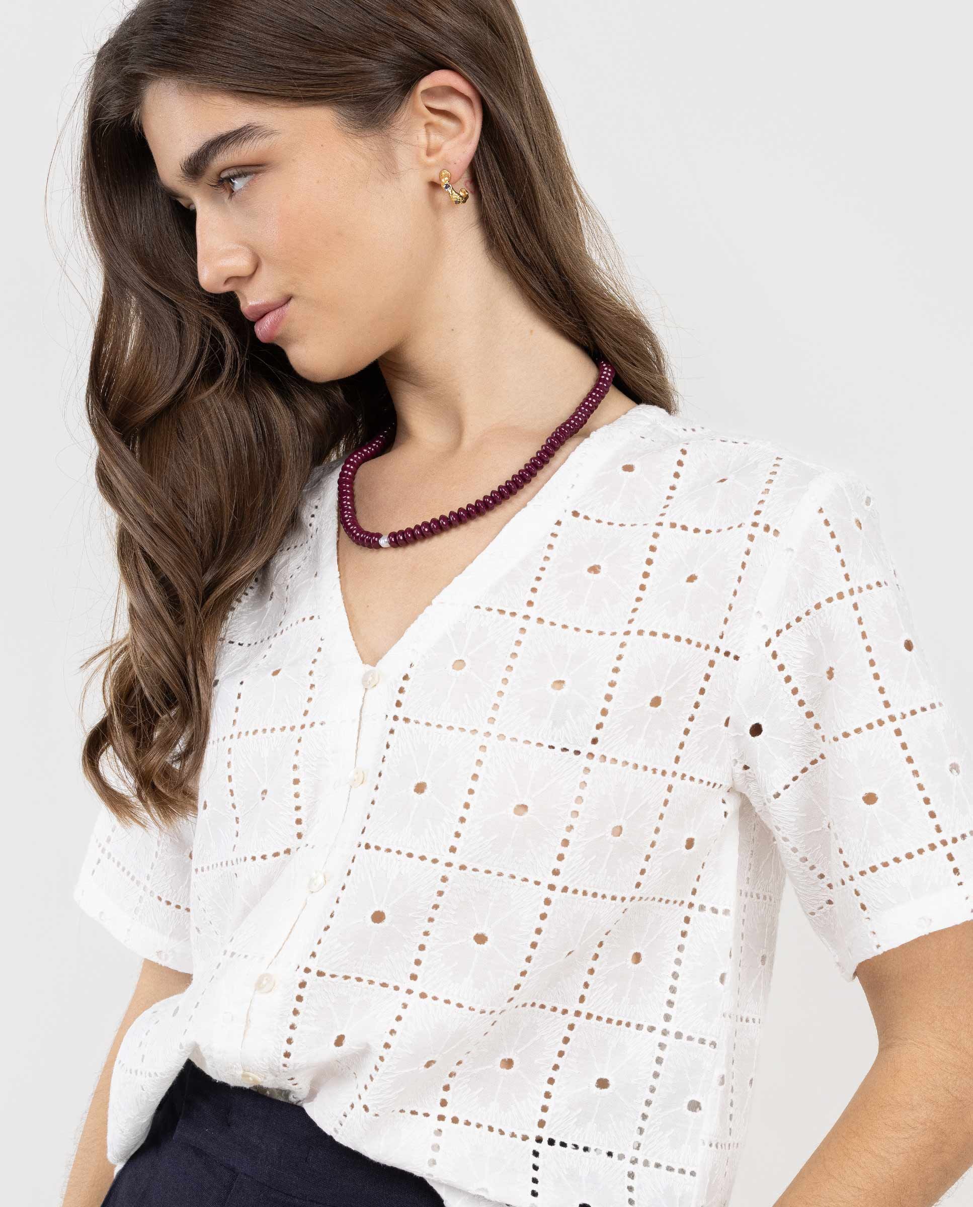 Lina R Blanco El Ganso® Camisa Lina Bordados Blanco
