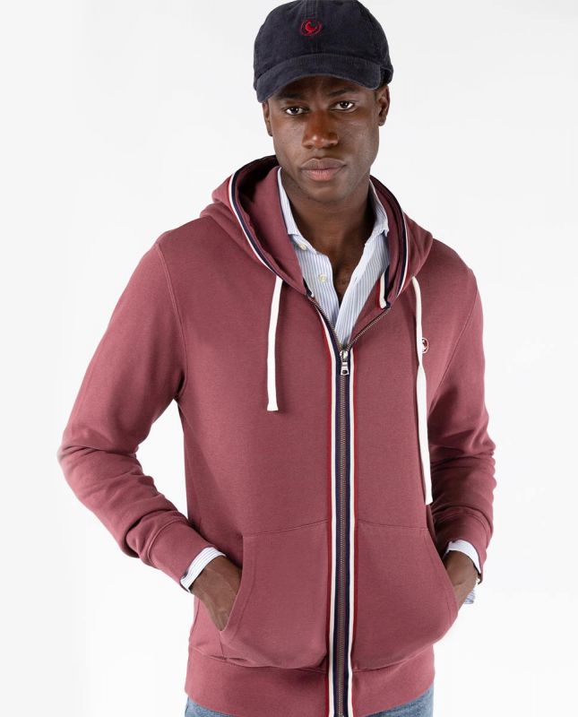 Maroon Zip-Up Pocket Pouch Hoodie | El Ganso®