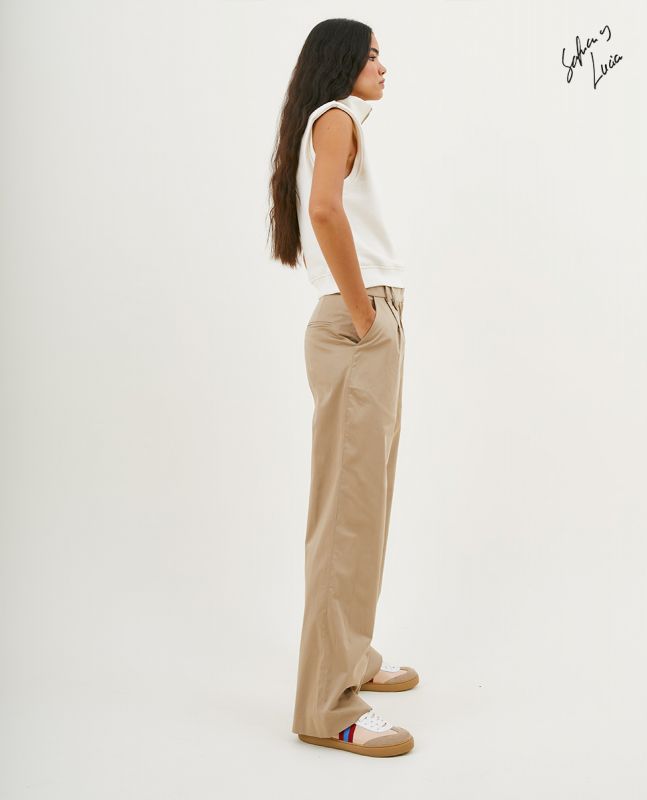 Wide Beige Darted Trousers El Ganso x 