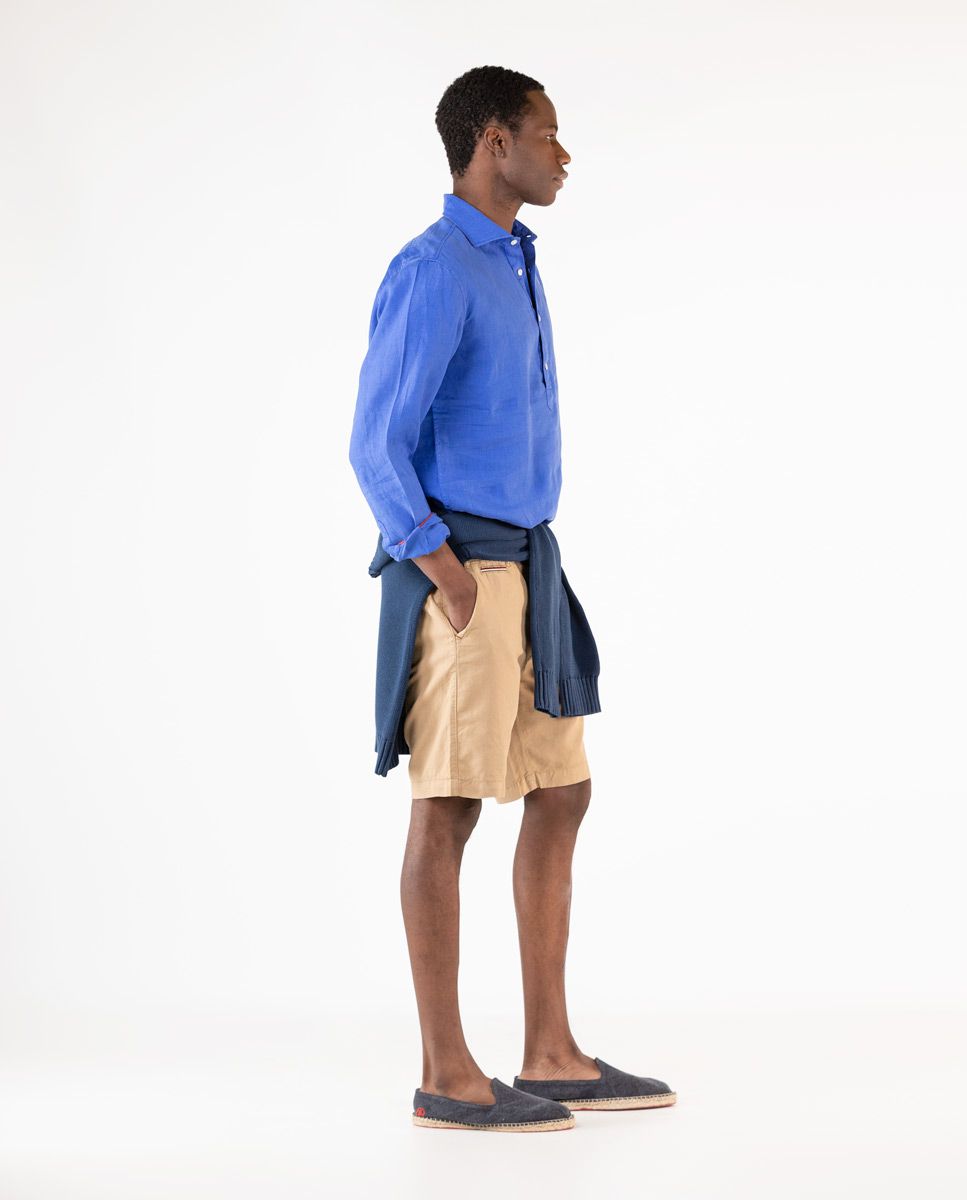 Camisa Polera lino Liso Azul | Moda Hombre | El Ganso®