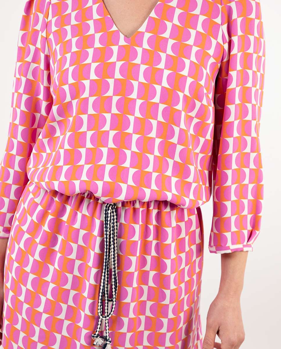 Pink Orange Geometric Print Tunic Dress | El Ganso®