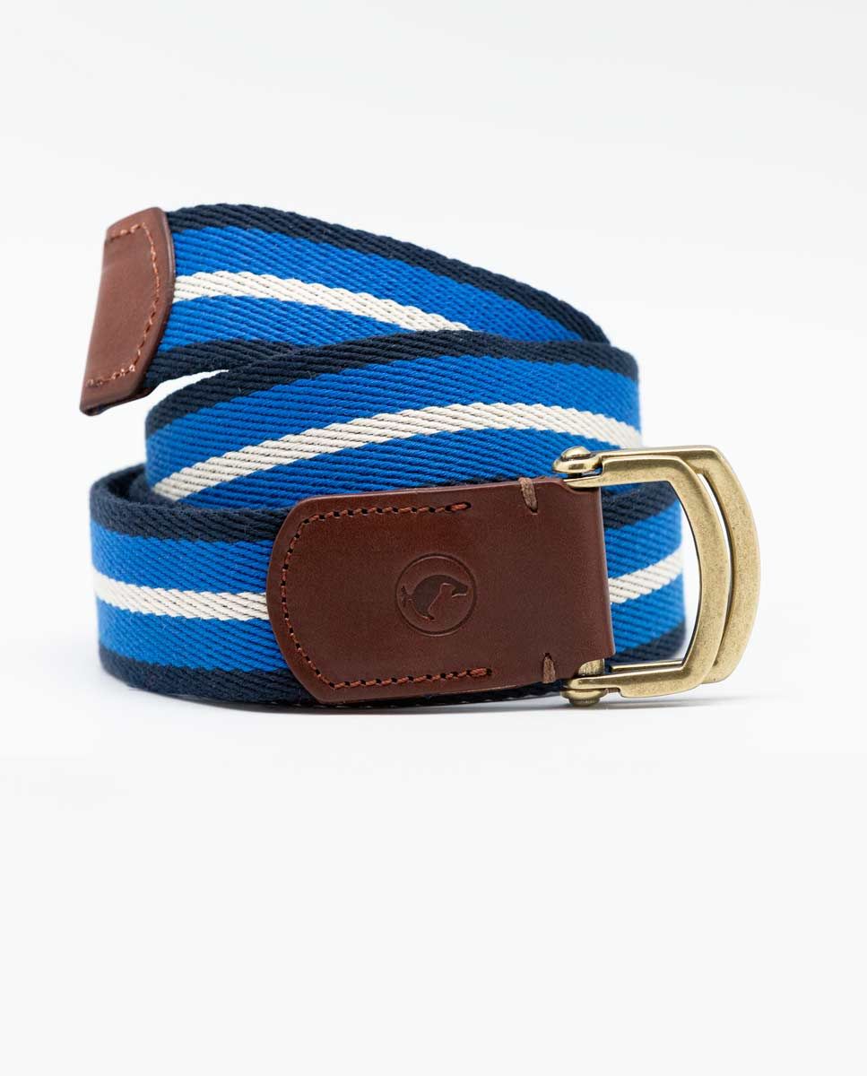 Cream Stripe Blue Woven Belt
