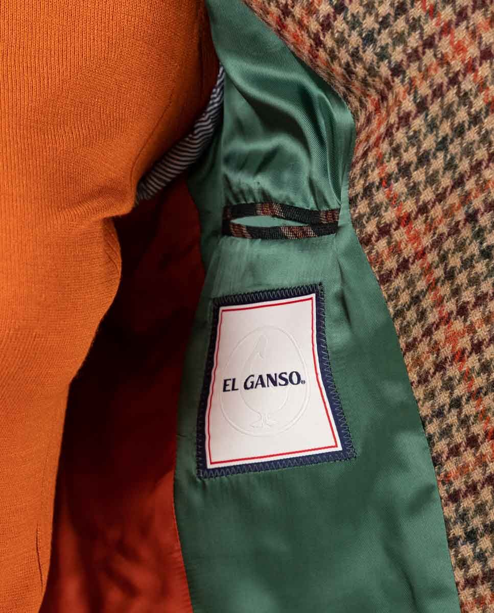 Americana Pata de Gallo Lana Marrón Naranja | El Ganso®