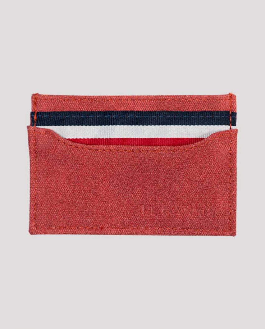 Small Red Washed Canvas Card Holder 