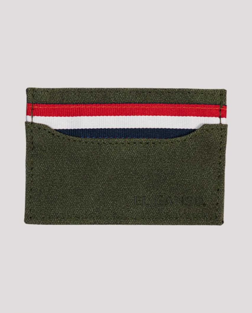 Small Green Washed Canvas Card Holder 