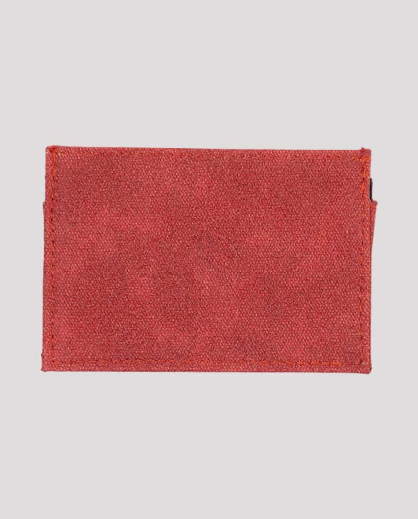 Small Red Washed Canvas Card Holder 