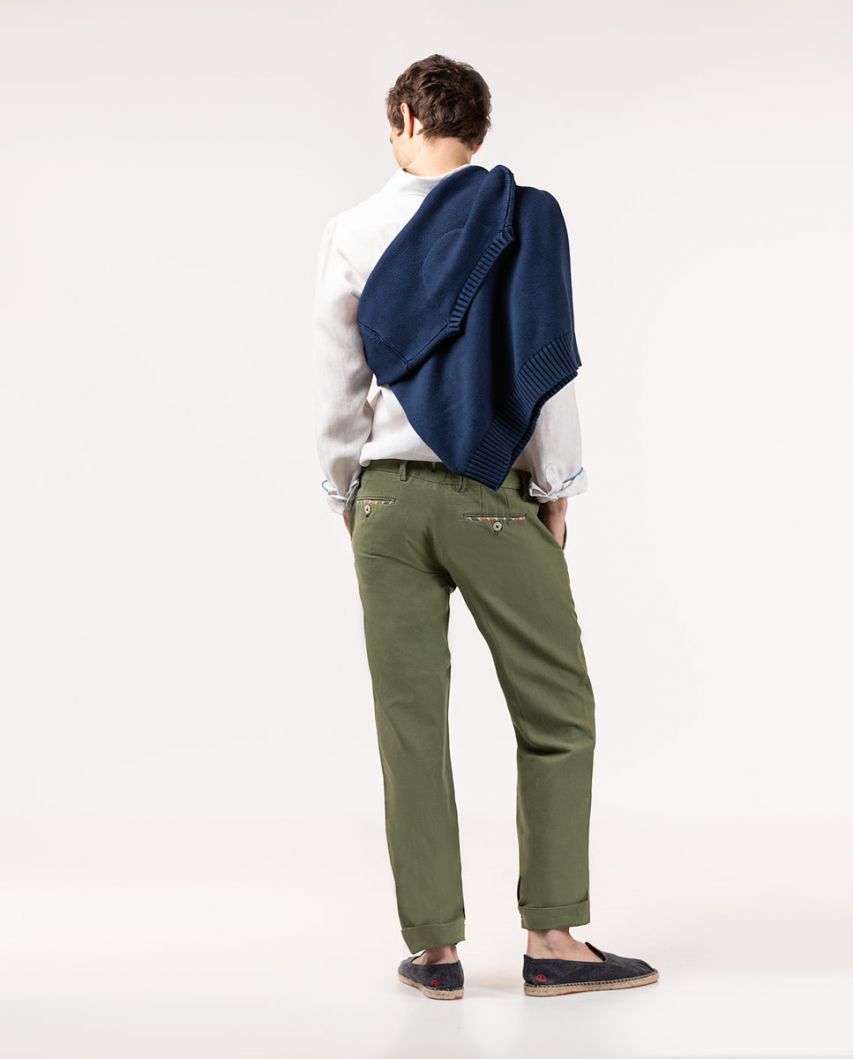 Pantalon Coton Lin Vert