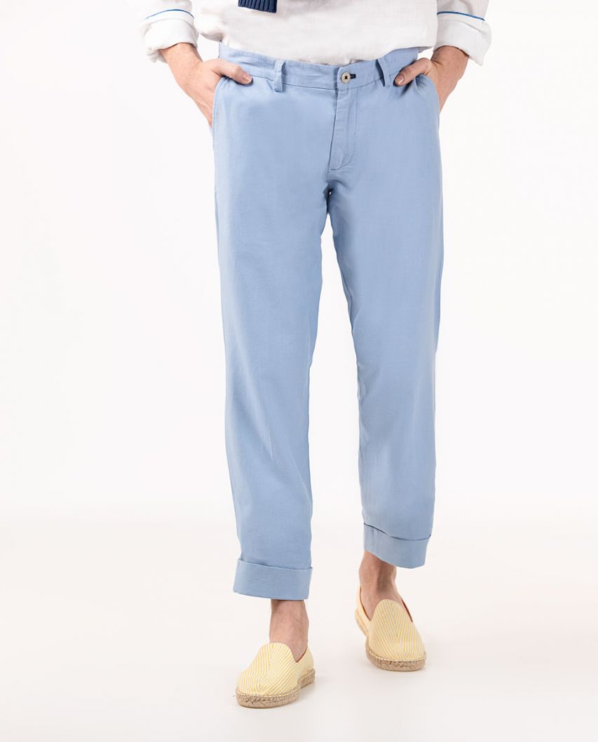 Pantalon Coton Lin Bleu