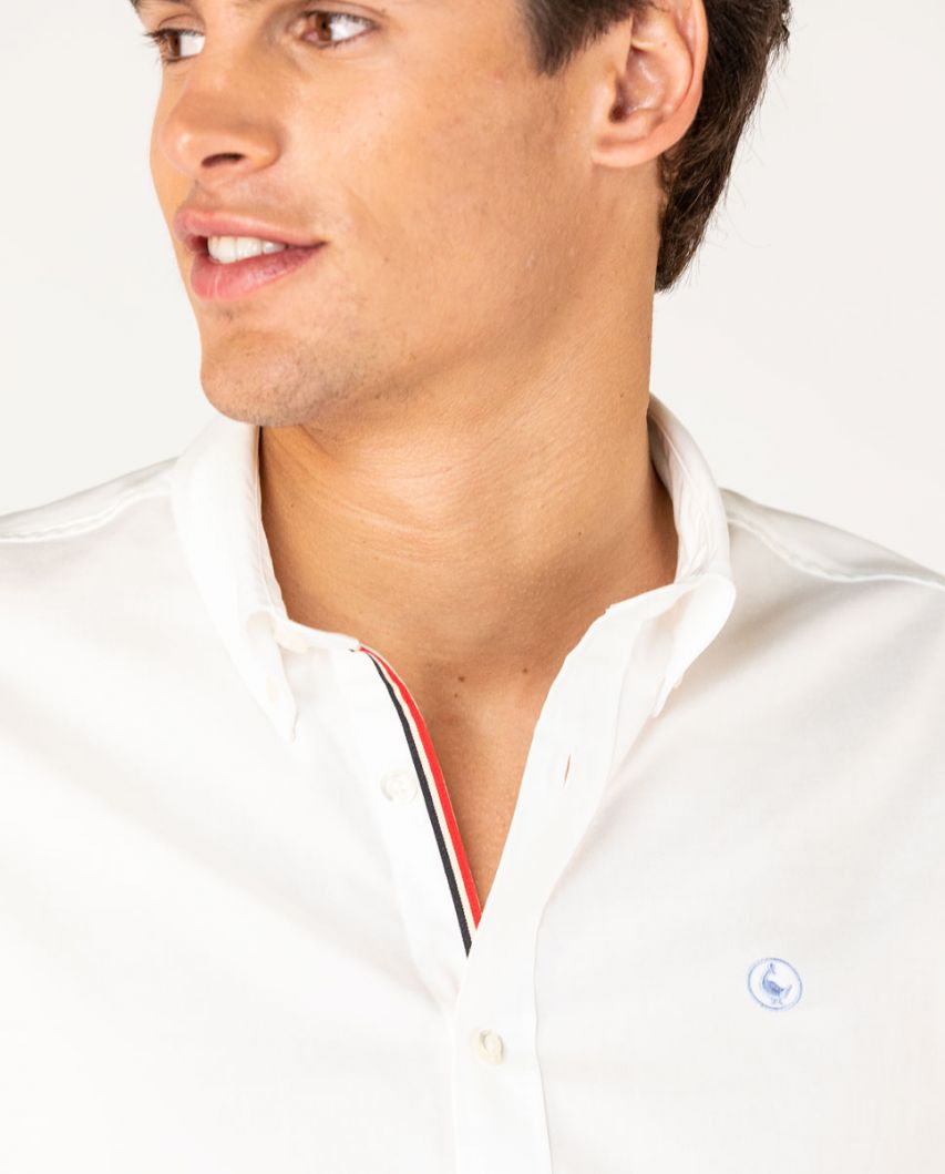 Camisa Pin Point Classic Flag Blanca
