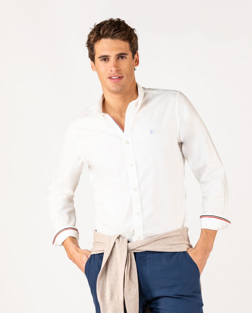 Camisa Pin Point Classic Flag Blanca