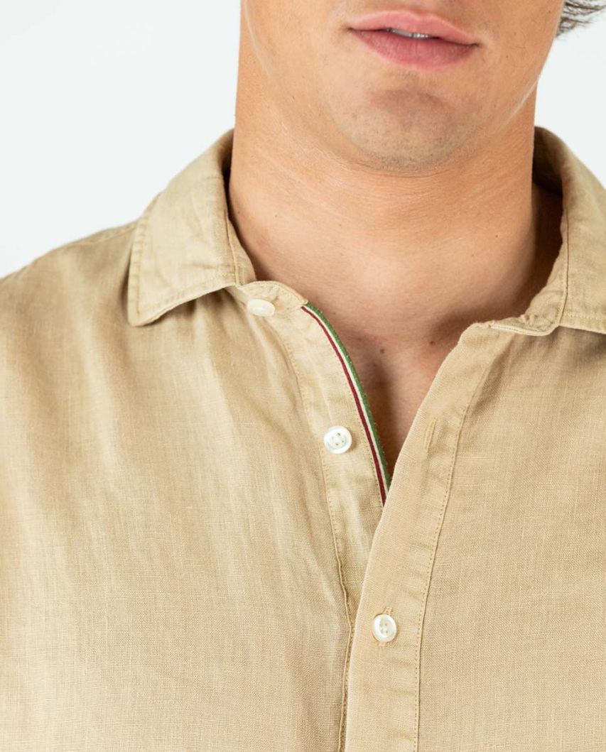 Plain Sand Linen Popover Shirt