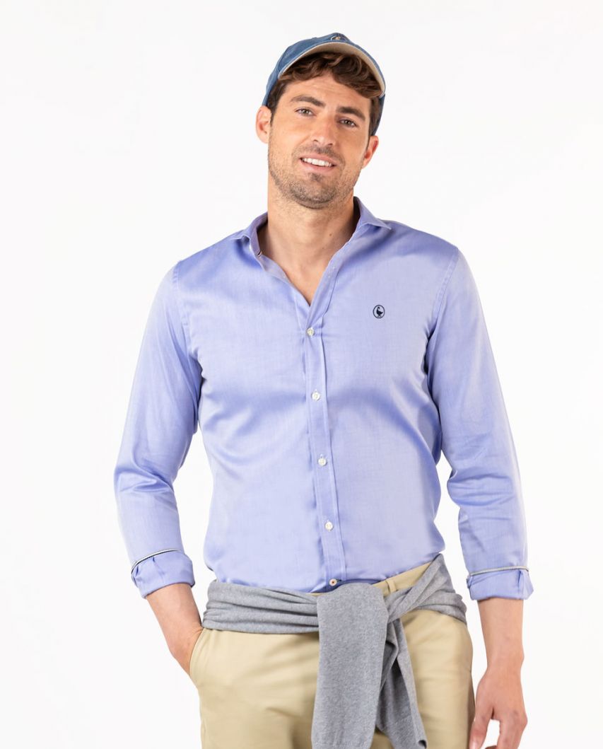 Anti-stain Sky Blue End-on-End Shirt