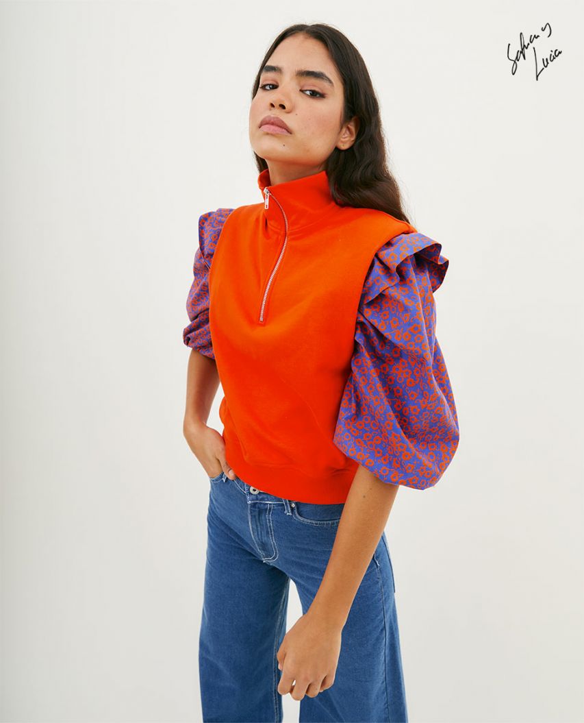 Sweatshirt Weste Reißverschluss Orange El Ganso x Sofía&Lucía