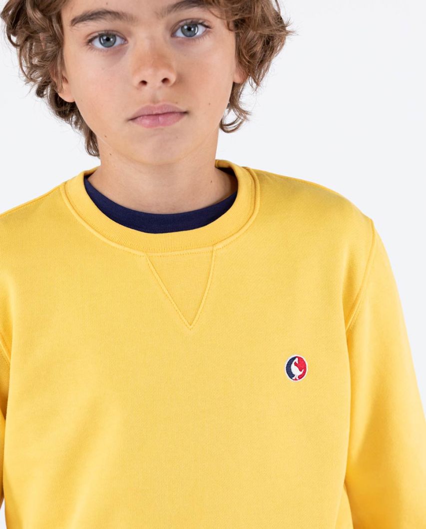 Suéter amarelo gola redonda