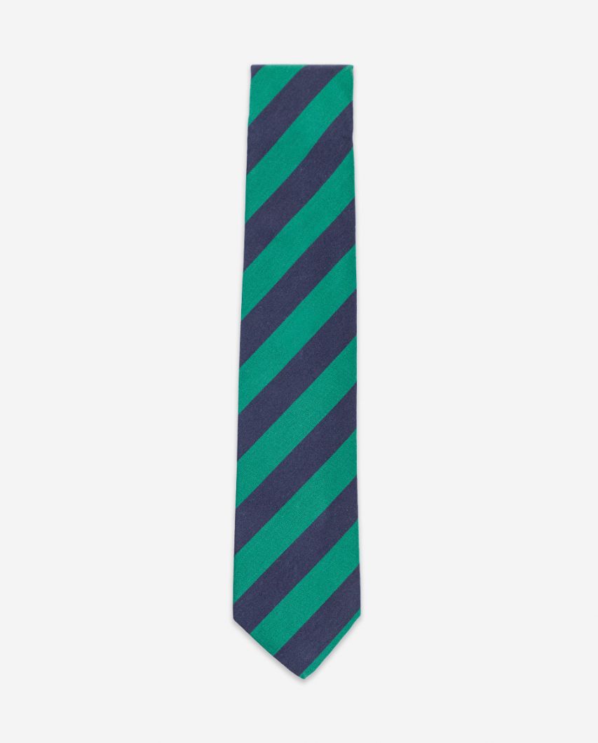 Green Navy Wide-Stripe Tie