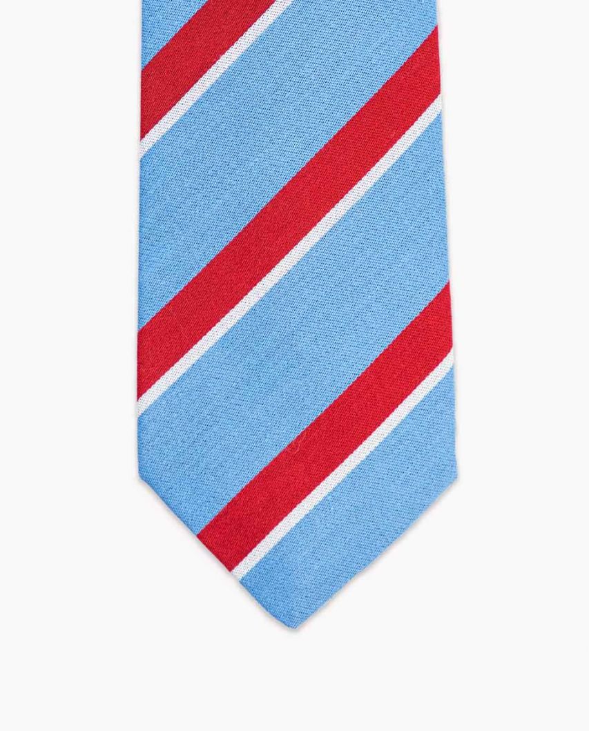 Red Blue Striped Tie White Edging