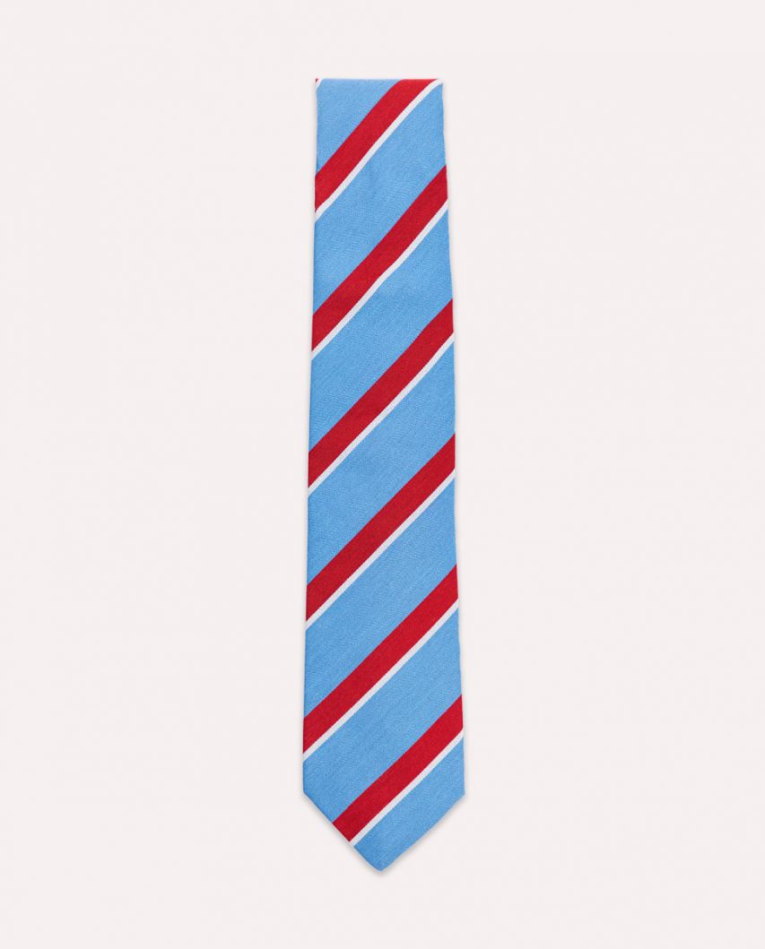 Gravata Listrada Azul Vermelha Perfil Branco