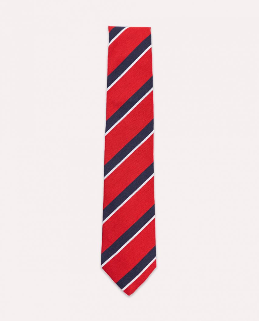 Navy Red Striped Tie White Edging