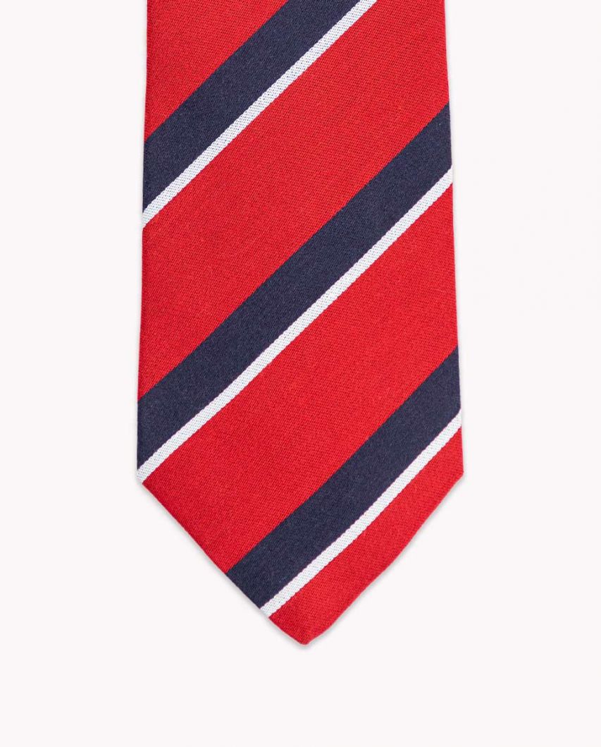 Navy Red Striped Tie White Edging