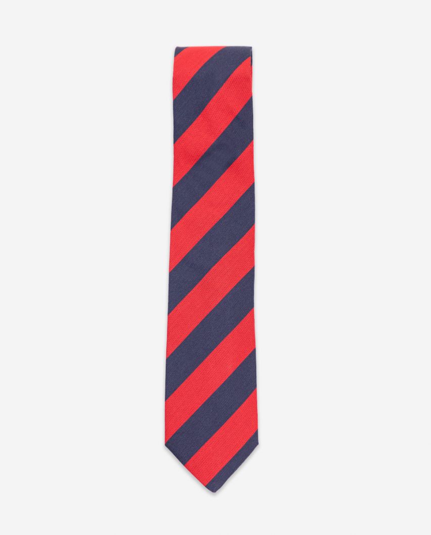 Krawatte Streifen Breit Marineblau und Rot