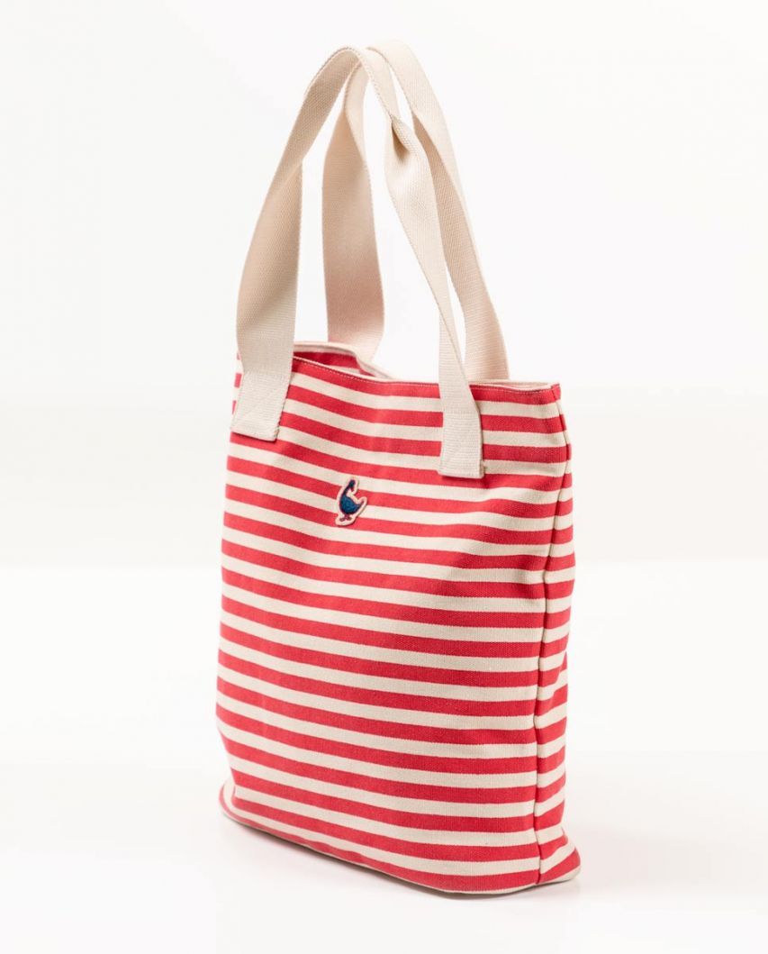 Red Striped Canvas Tote Bag