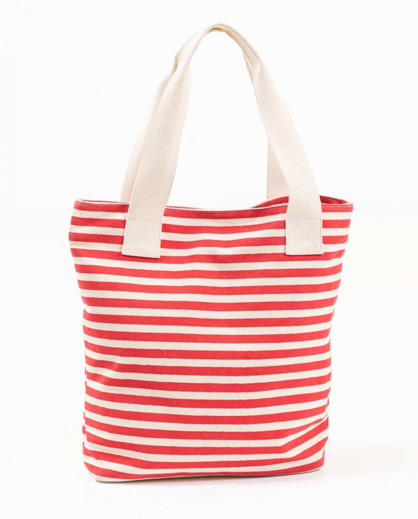 Tote Bag  Toile Rayures Rouge