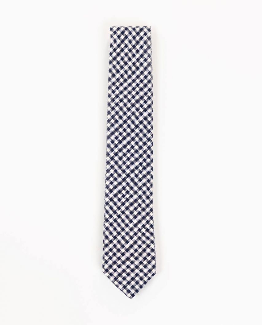 Cravate Vichy Marine Blanc