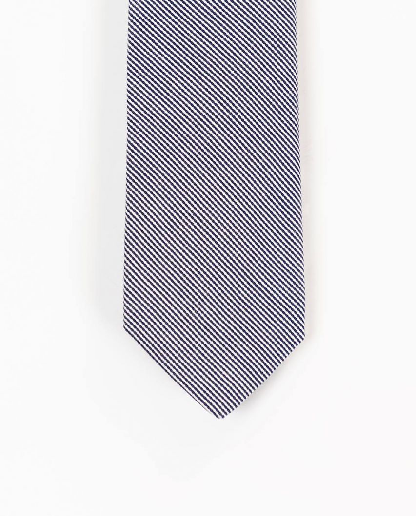 White Navy Striped Patterned Tie