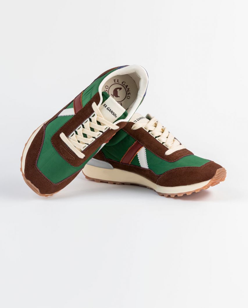 Green Nylon Brown Suede Track  