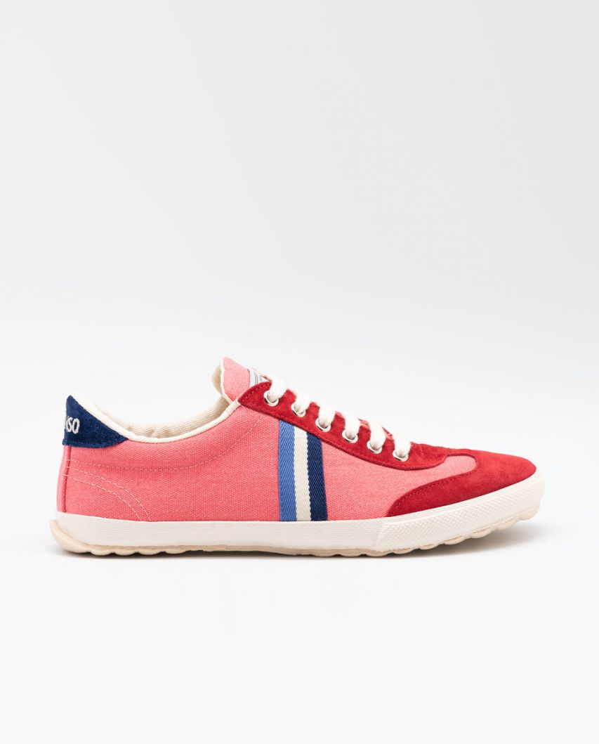 Red Washed Canvas Match Sneakers
