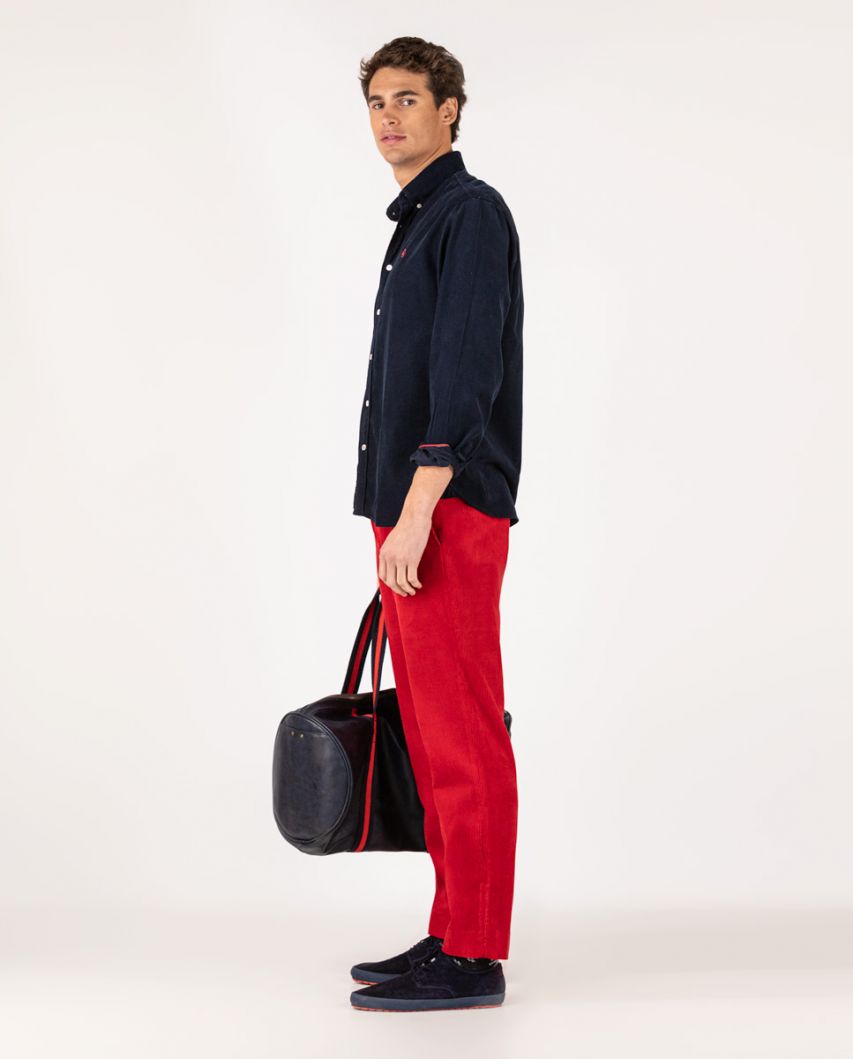 Red corduroy trousers