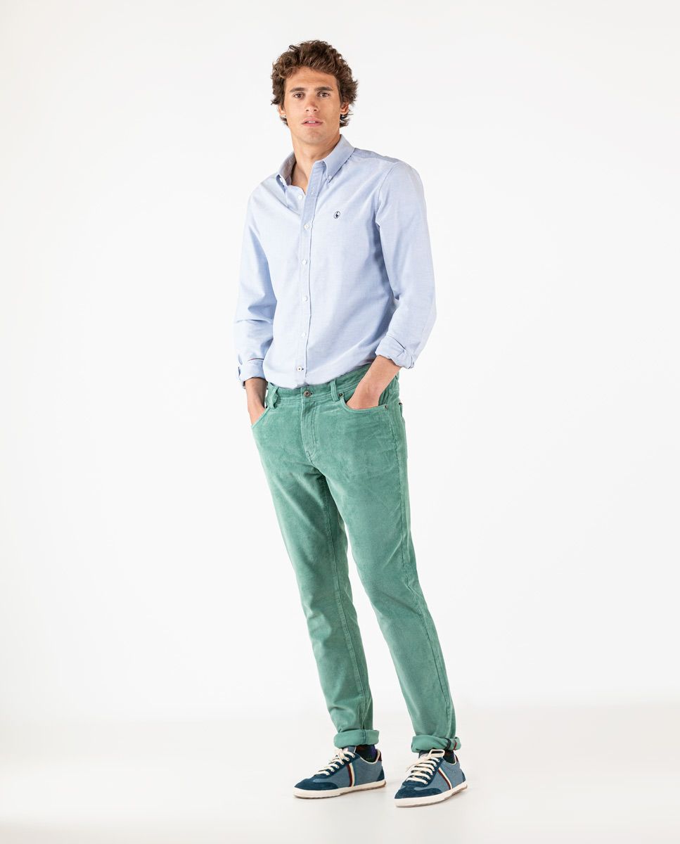 Pantalón Cinco Bolsillos Pana Verde Caza – Sohhan