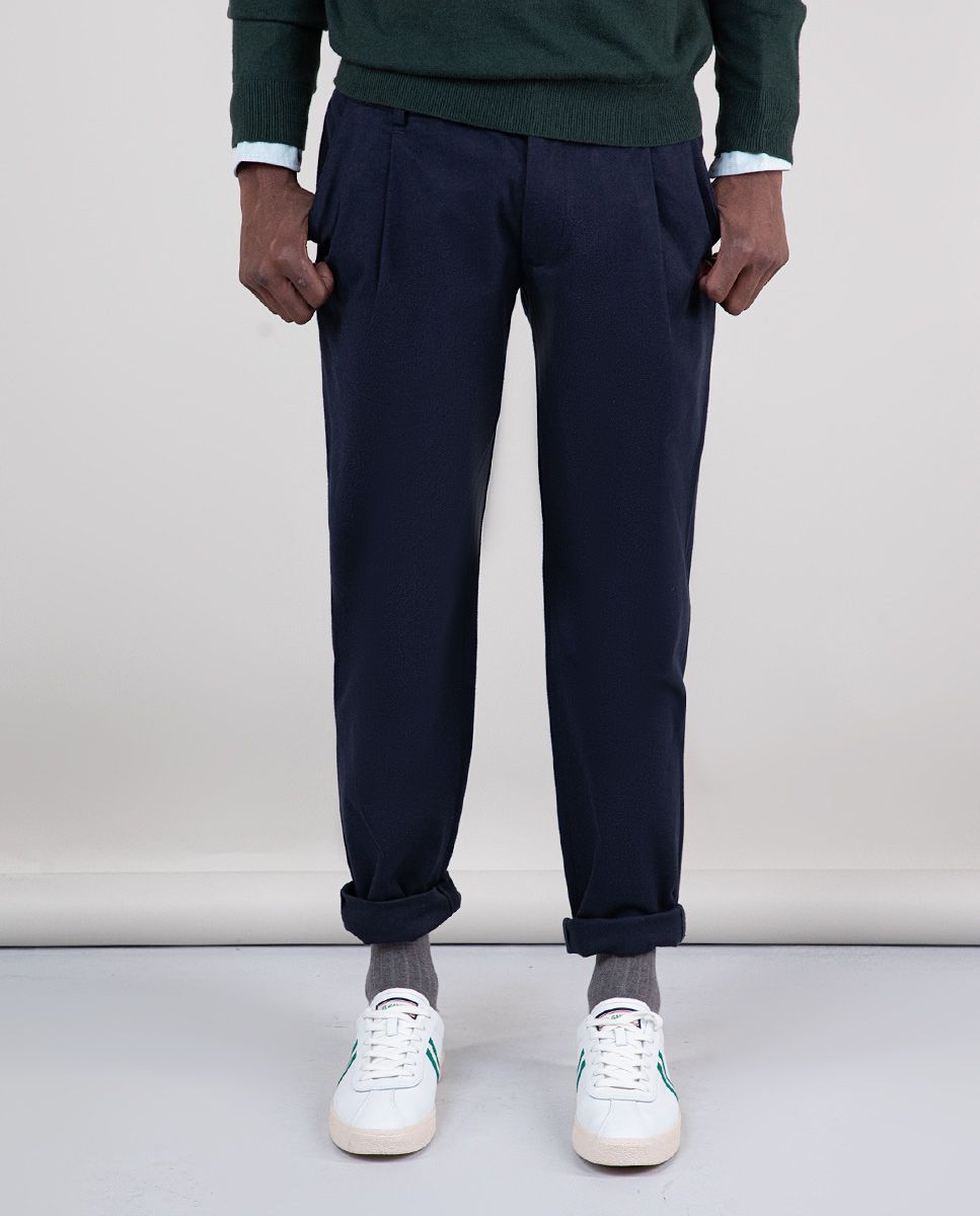 Pantalon Franela Pinzas Marino