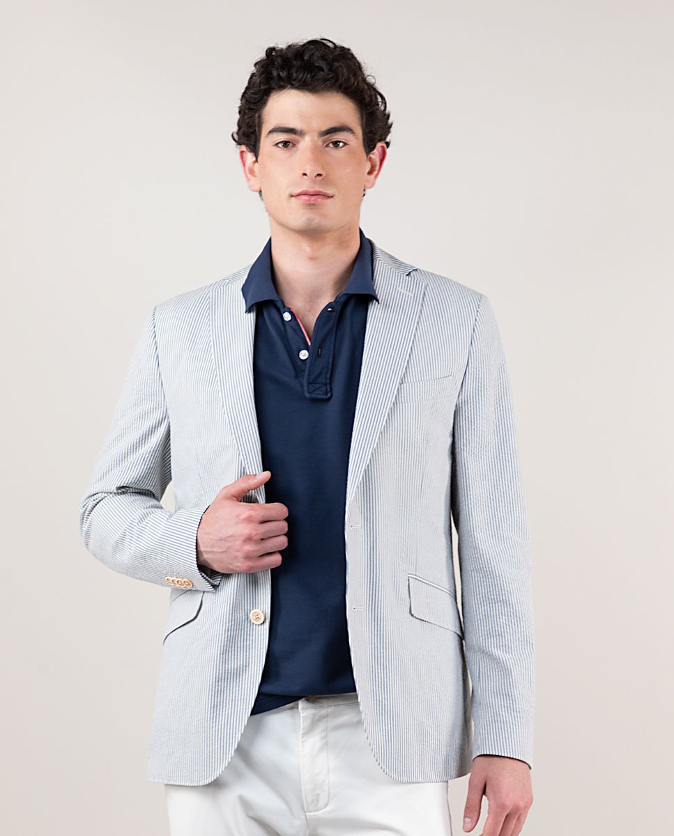 Blue Seersucker Blazer