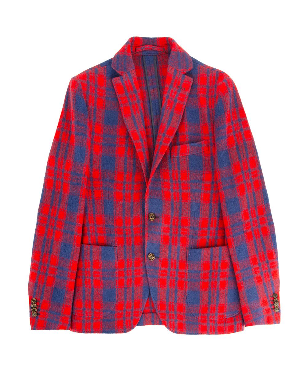 El Ganso® Americana Lana Tartán Azul