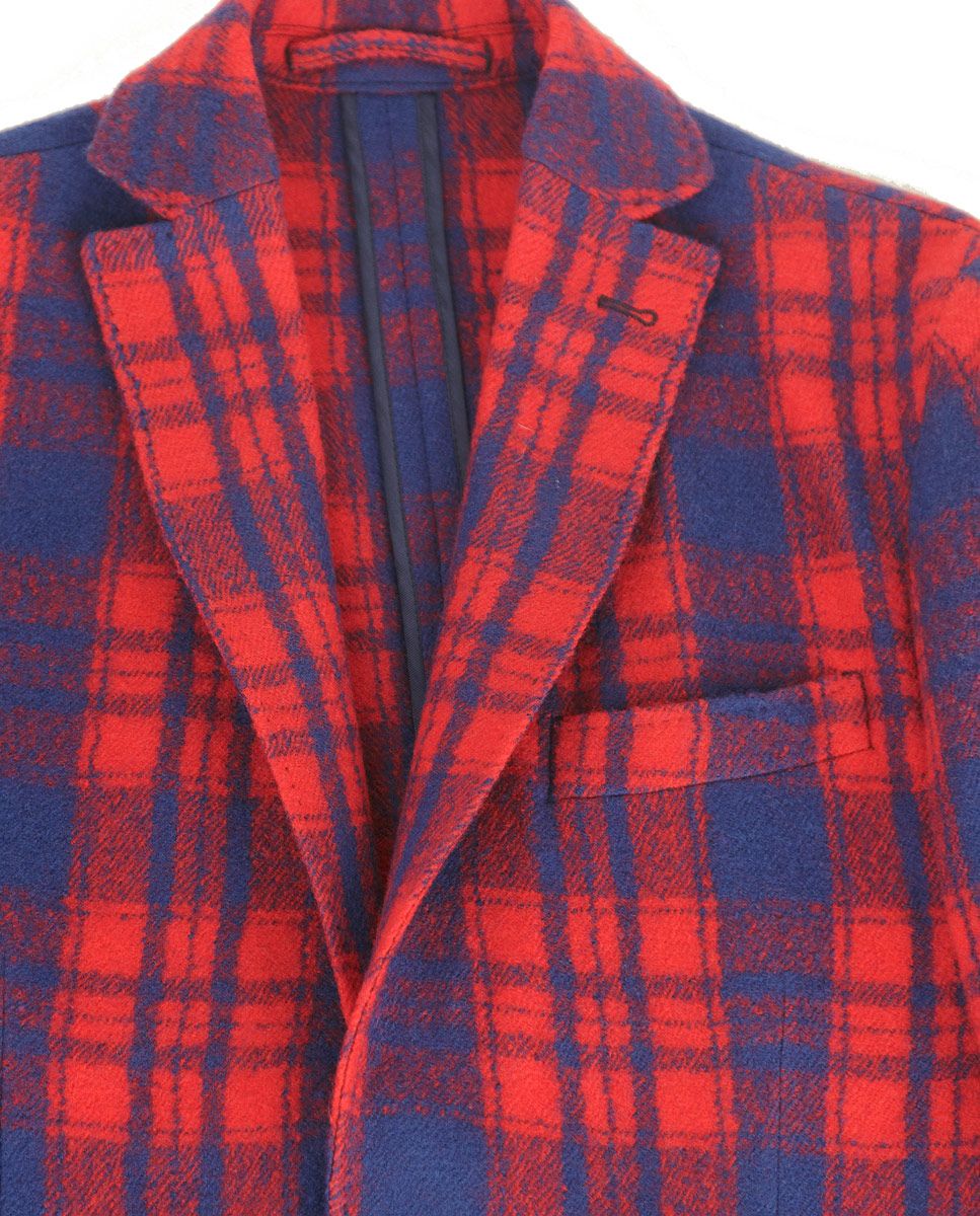 El Ganso® Americana Lana Tartán Azul