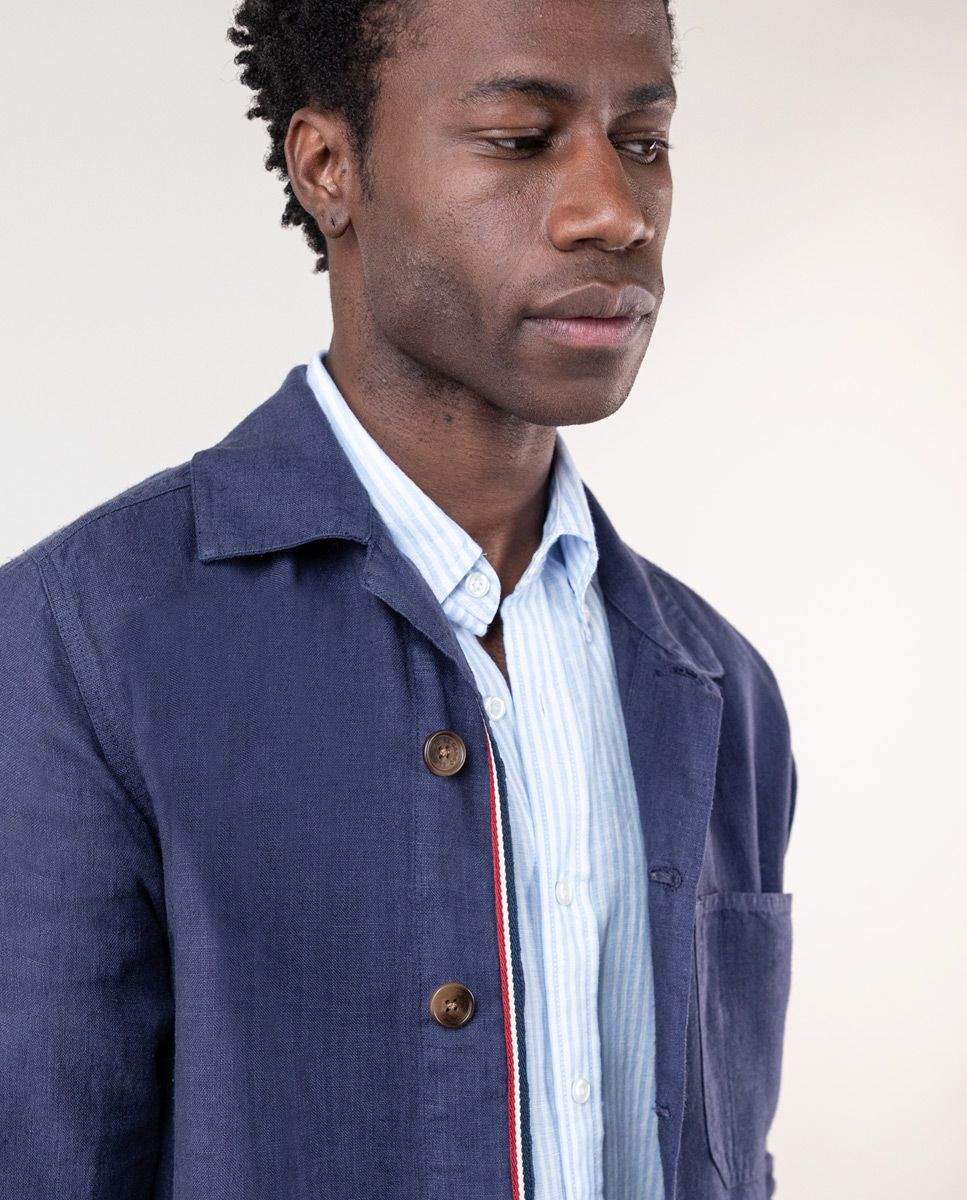 Blue Linen Overshirt