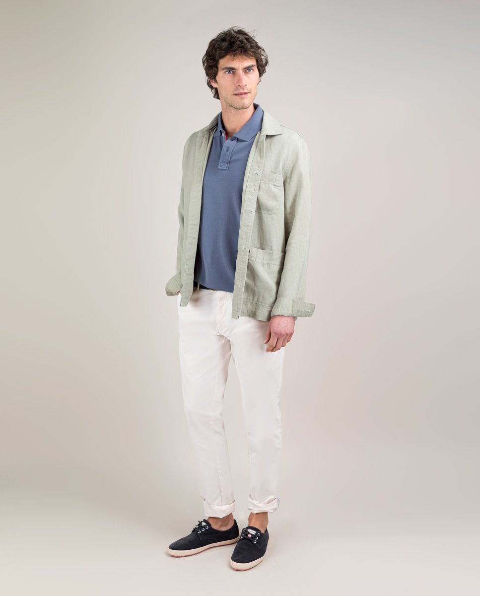 El Ganso® Garment Dyed Green Linen Overshirt