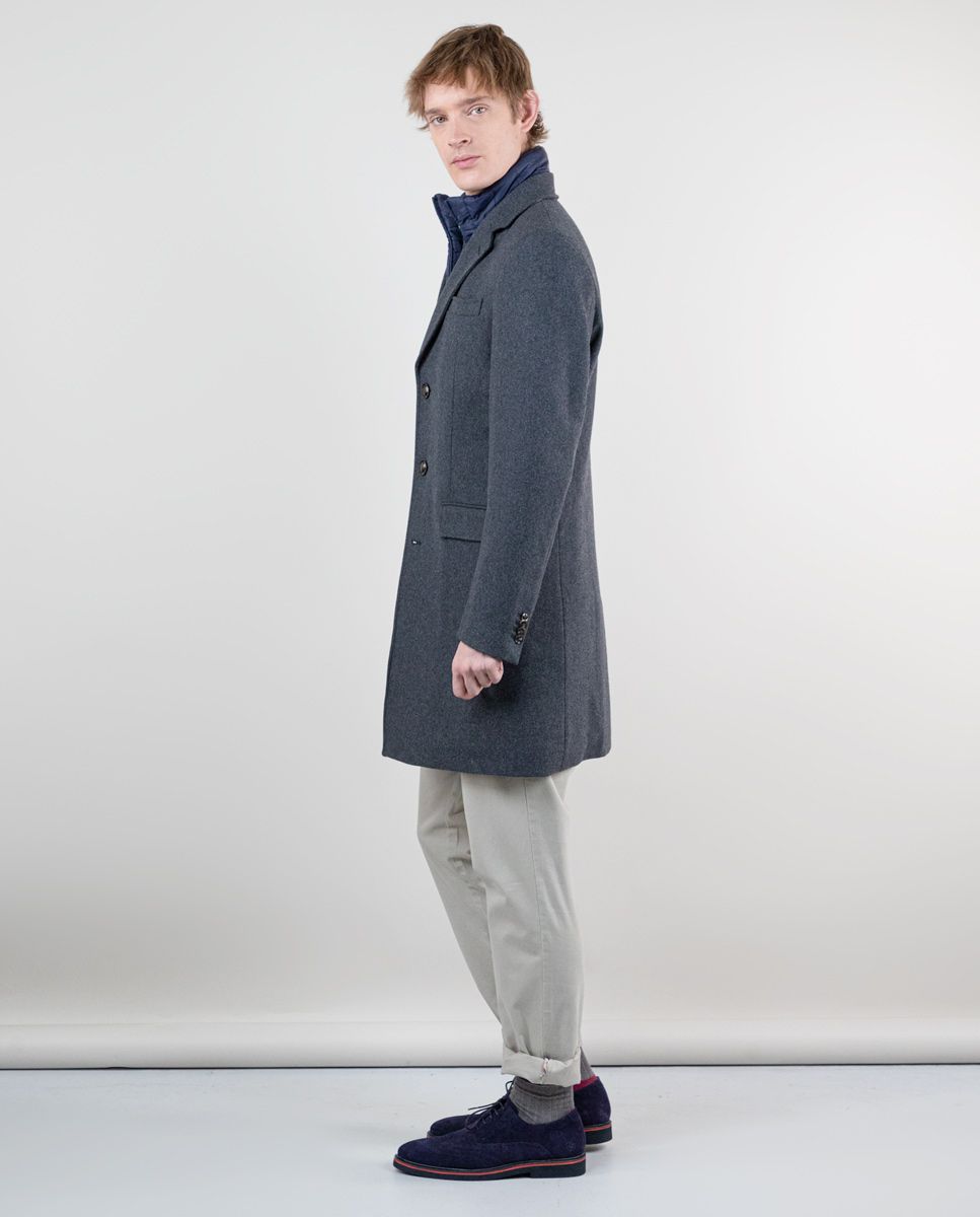 El Ganso Manteau Drap De Laine Uni Gris