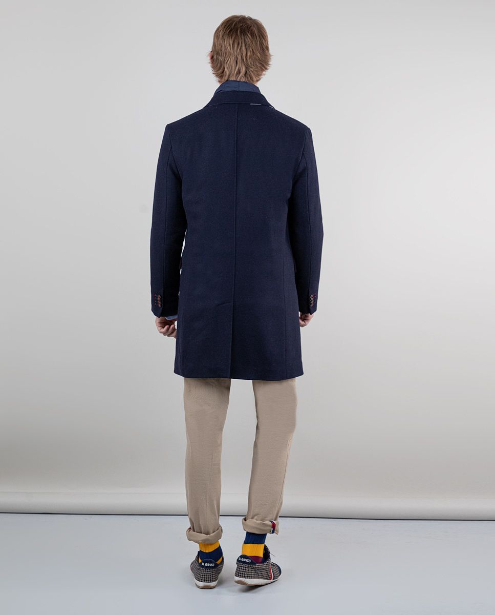 El Ganso Manteau Drap De Laine Uni Marine