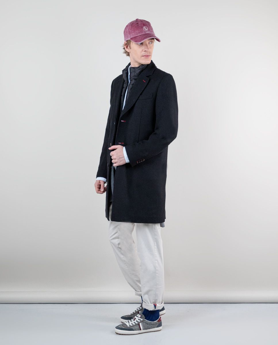 El Ganso Manteau Drap De Laine Uni Noir