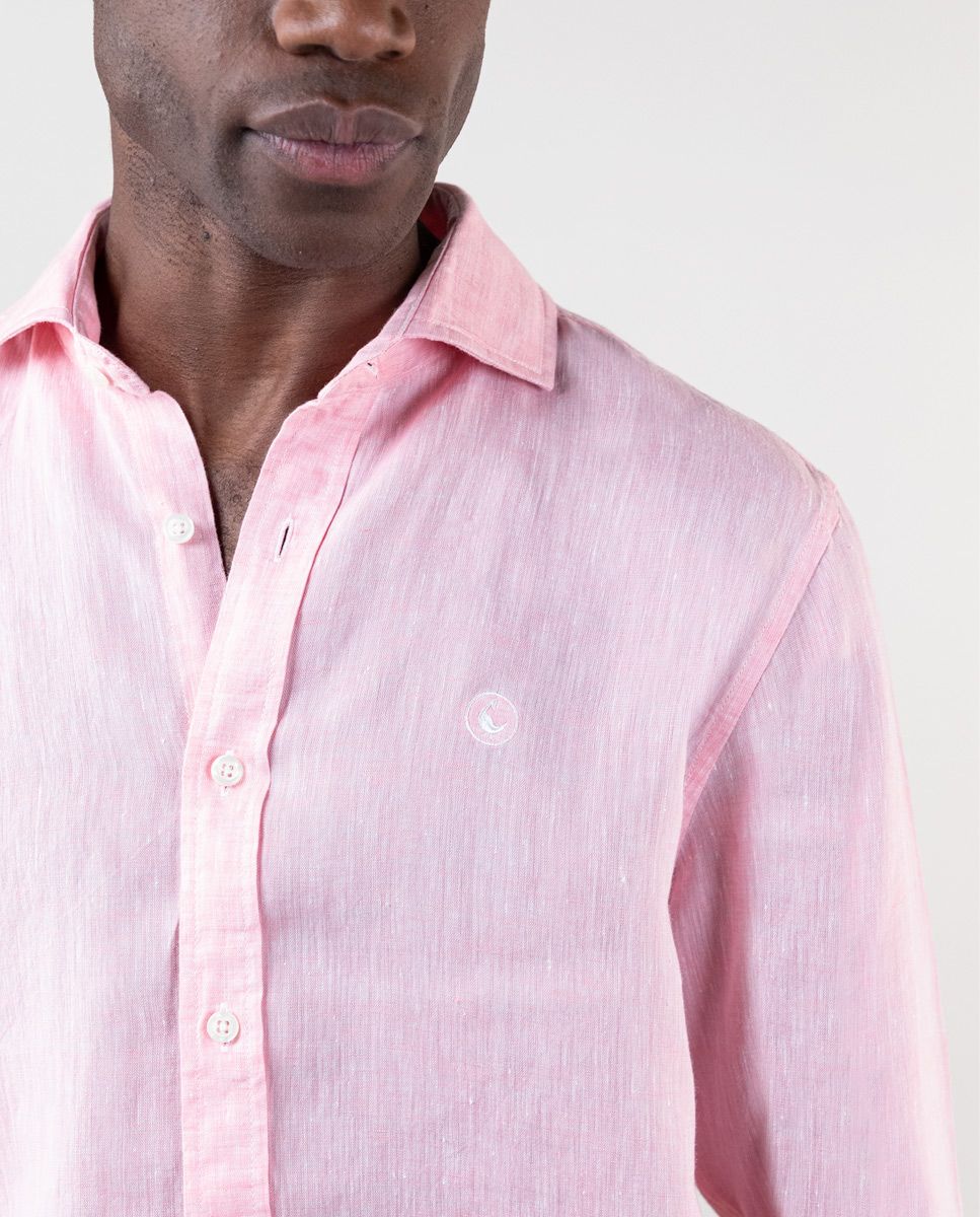 Pink Linen Chambray Shirt