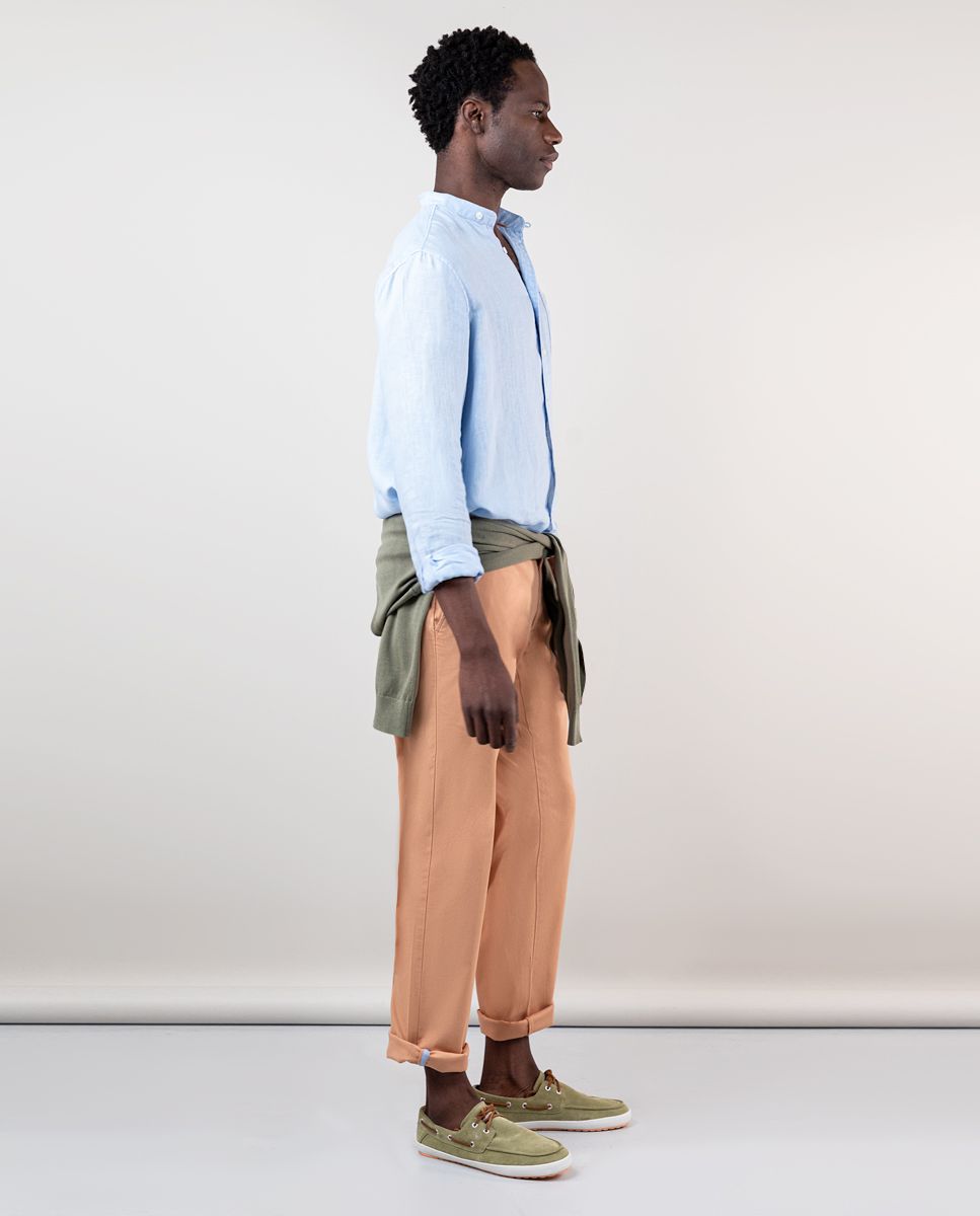 El Ganso Chemise Lin Col Mao Bleu Ciel