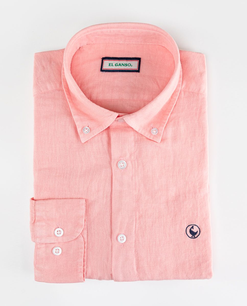 Camisa lino rosa clearance