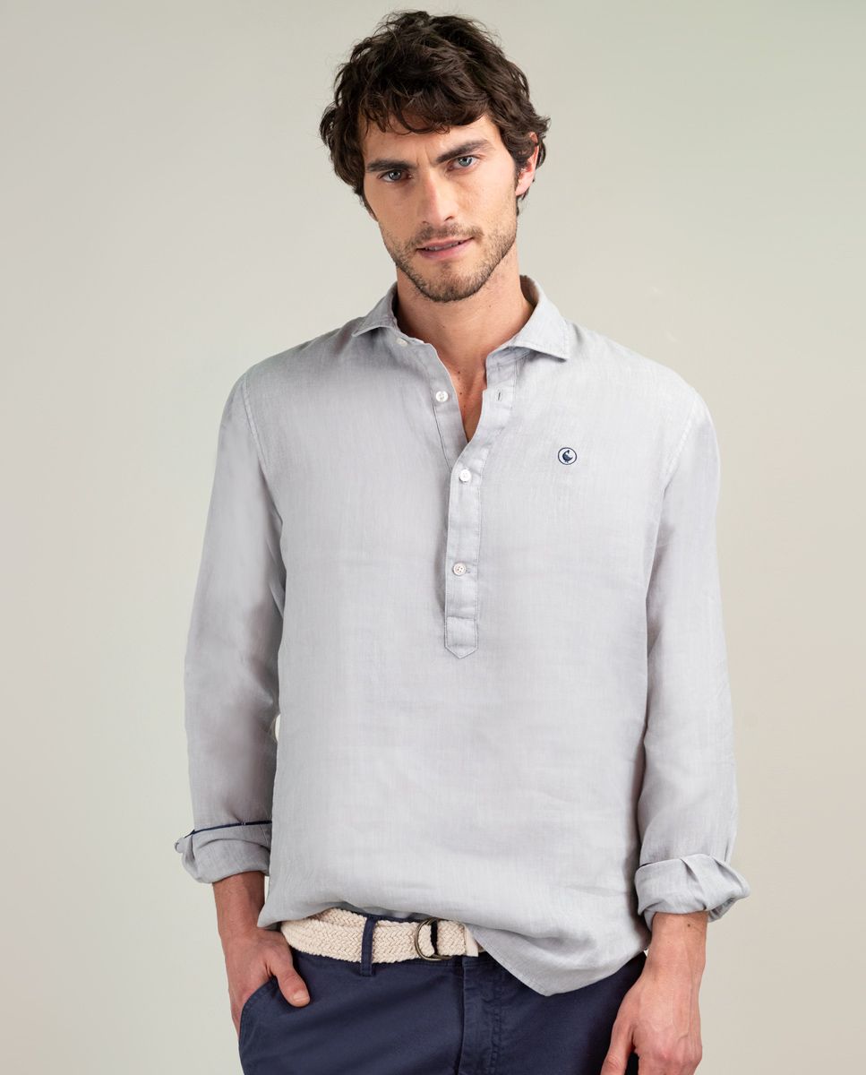 El Ganso® Camisa Polera Lino Gris