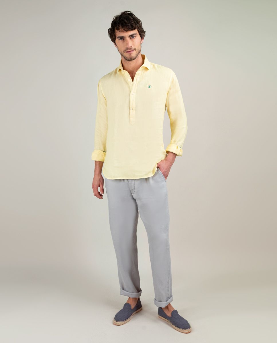 Vestir Camisa De Lino Amarilla Hombre El Ganso® Camisa Polera Lino