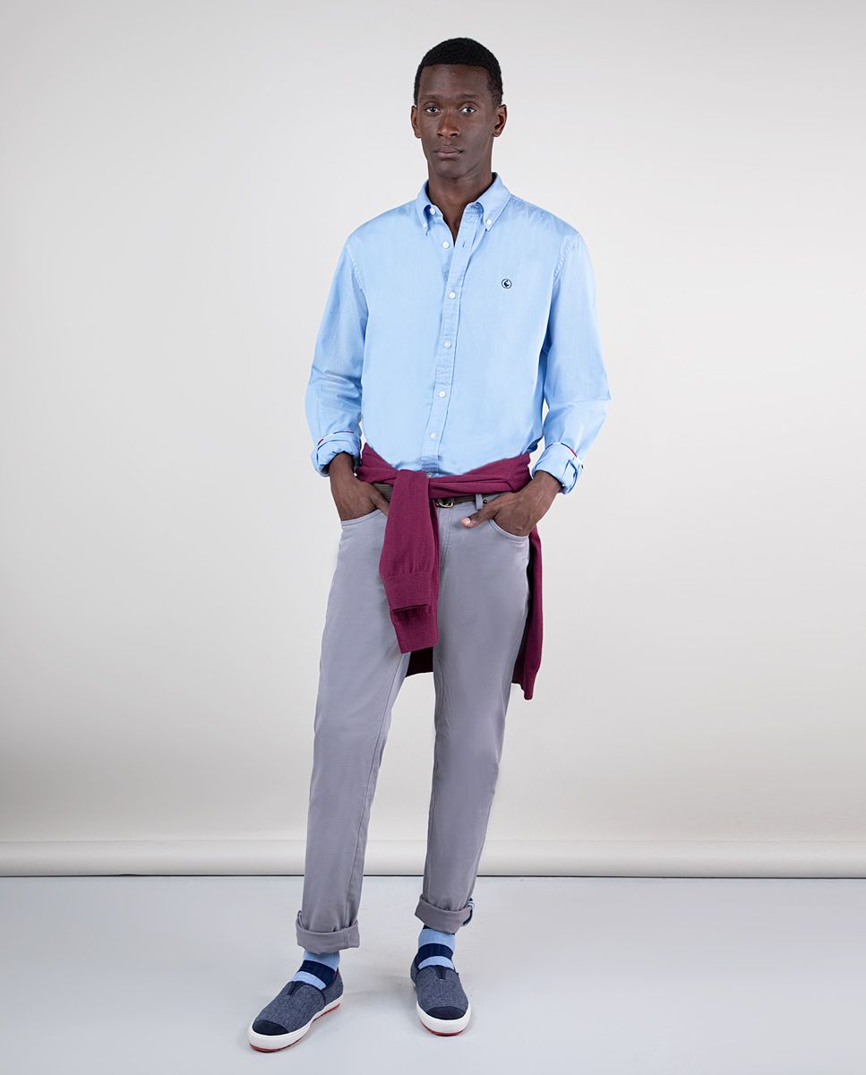 El Ganso Camisa Algodon Garment Dyed Celeste